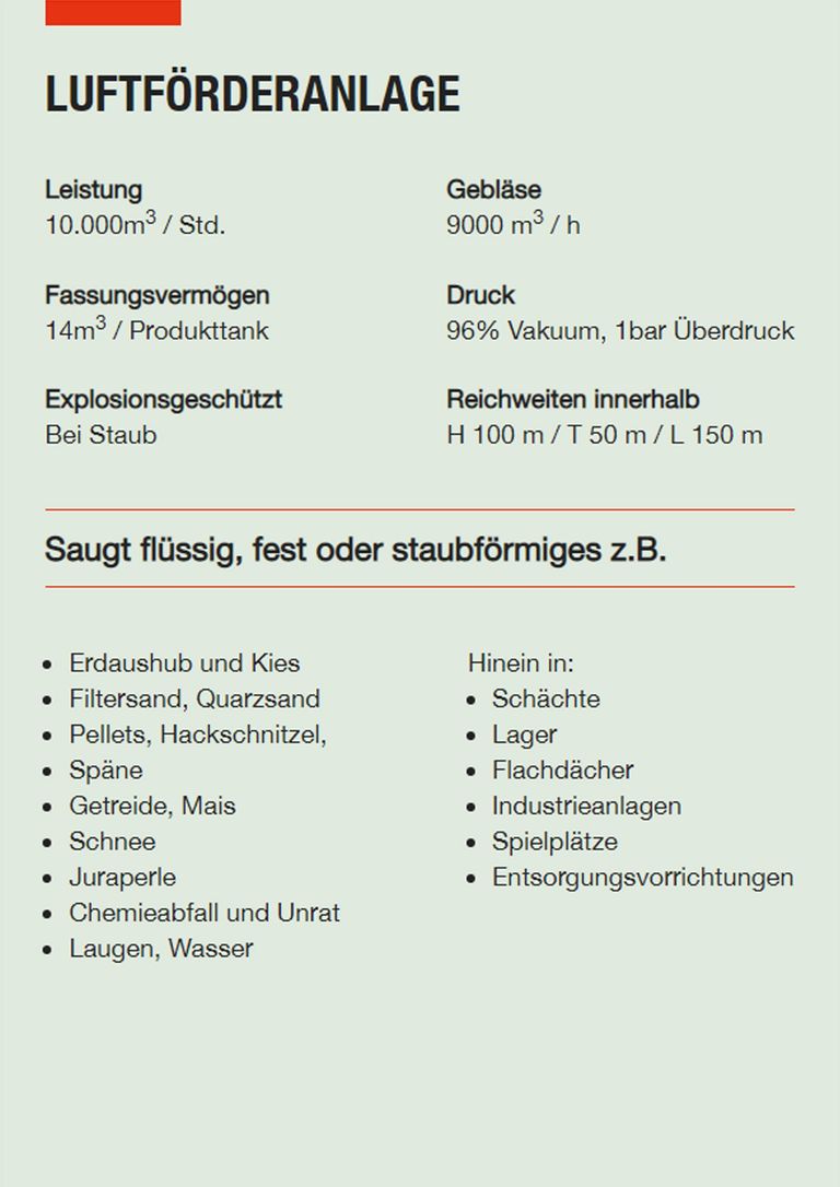 Saugbagger Düsseldorf - Technische Daten LFA